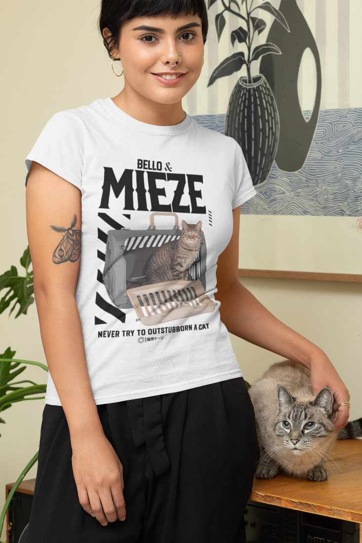 Bello & Mieze - NEVER TRY TO OUTSTUBBORN A CAT - Ladies Premium Shirt